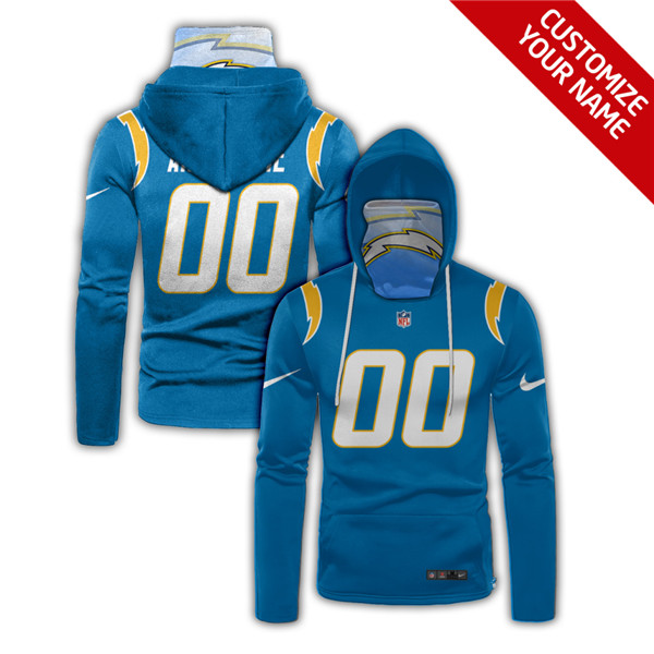 Men's Los Angeles Chargers Blue 2020 Customize Hoodie Mask